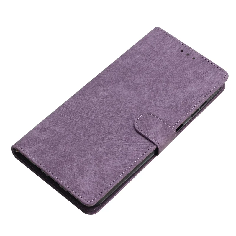 For Oppo A38 4G Case Skin-touch Leather Wallet Cover Solid Color Phone Shell - Purple