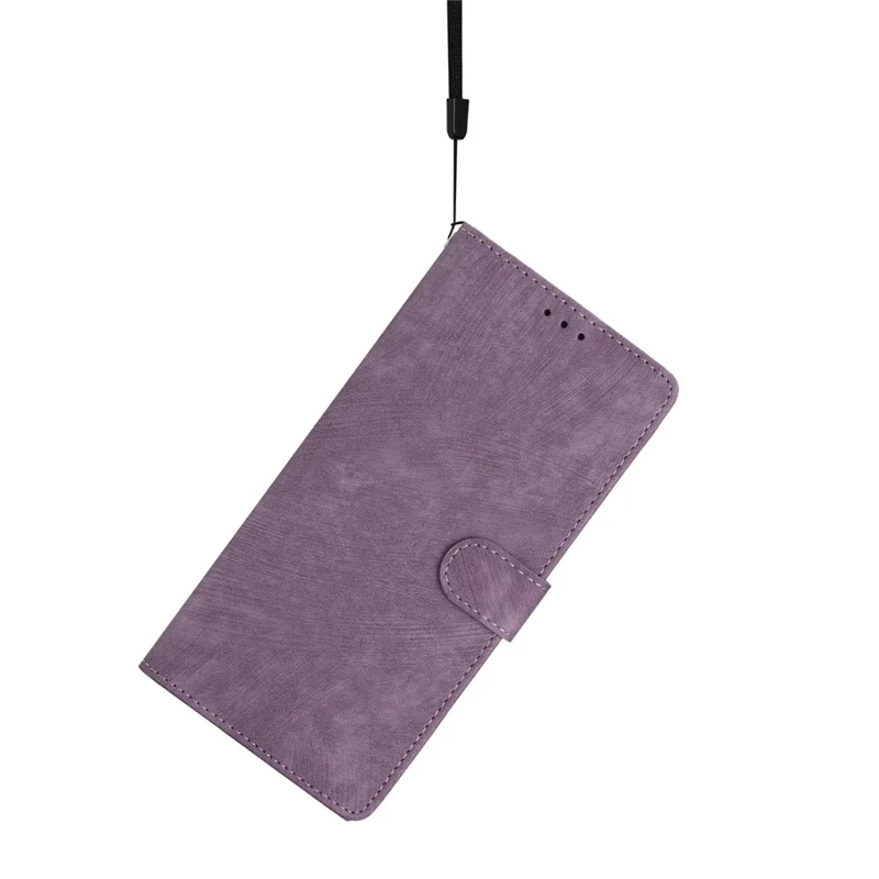 For Oppo A38 4G Case Skin-touch Leather Wallet Cover Solid Color Phone Shell - Purple