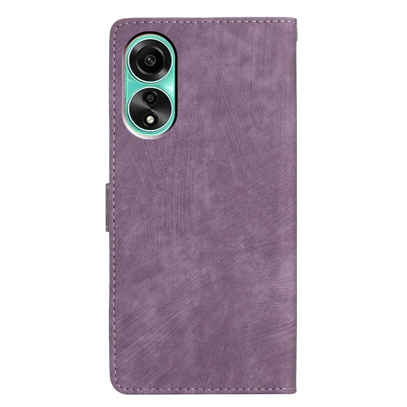 For Oppo A38 4G Case Skin-touch Leather Wallet Cover Solid Color Phone Shell - Purple