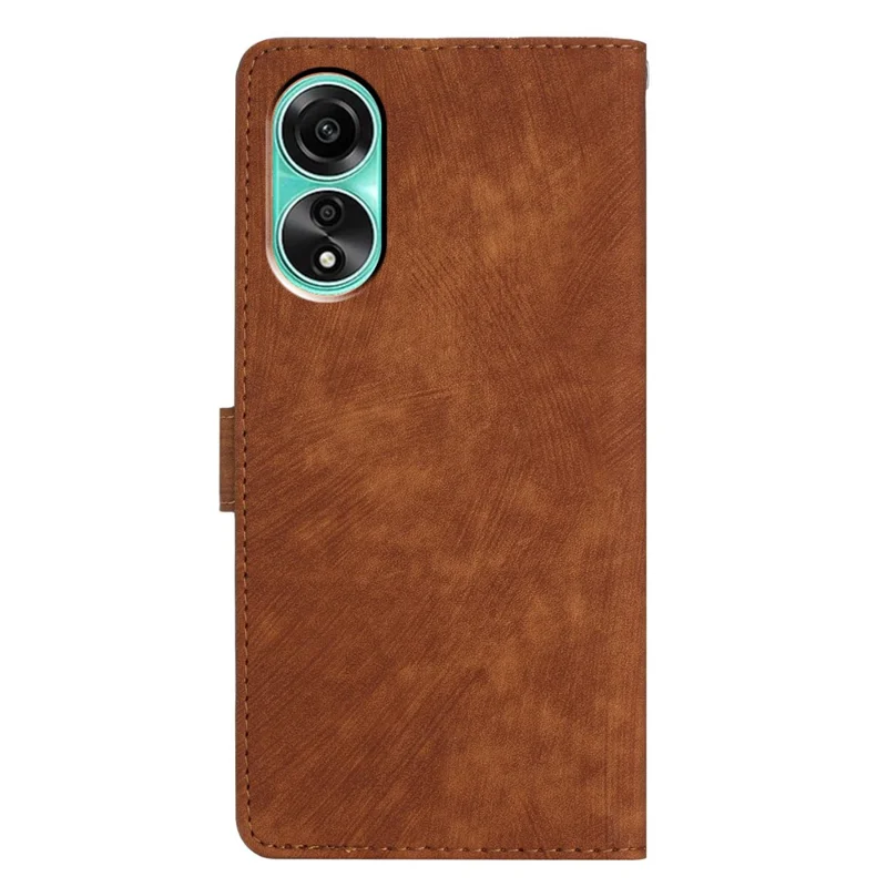 For Oppo A58 4G Etui Skærmberøring Læderetui Enfarvet Ståetilbehør - Brun