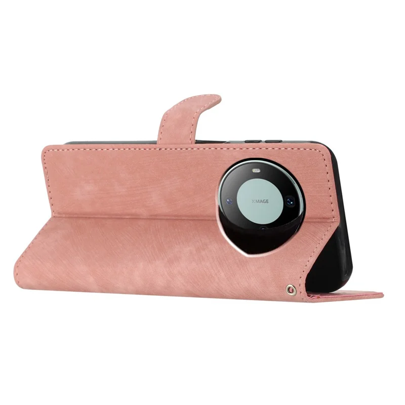 For Huawei Mate 60 Pro Case Skin-touch Leather Cover Solid Color Phone Shell - Rose Gold