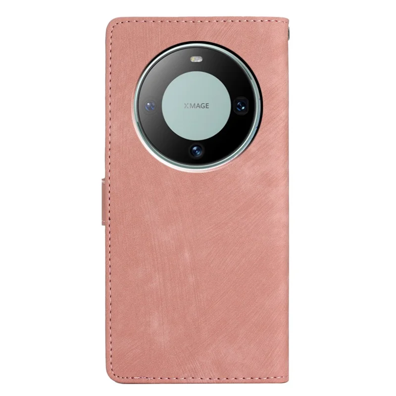 For Huawei Mate 60 Pro Case Skin-touch Leather Cover Solid Color Phone Shell - Rose Gold