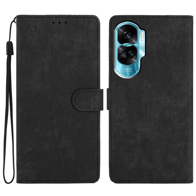 Per Honor 90 Lite 5G / X50i 5G Custodia Colore Solido in Pelle PU Portafoglio Cover per Telefono - Nero