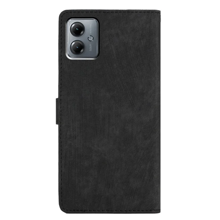 For Motorola Moto G14 4G Case PU Leather Wallet Solid Color Phone Cover - Black