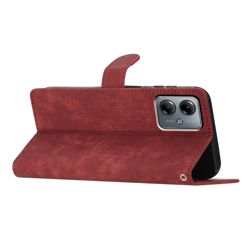 Obudowa do Motorola Moto G14 4G z portfelikiem z kolorowej sztucznej skóry PU - Czerwona