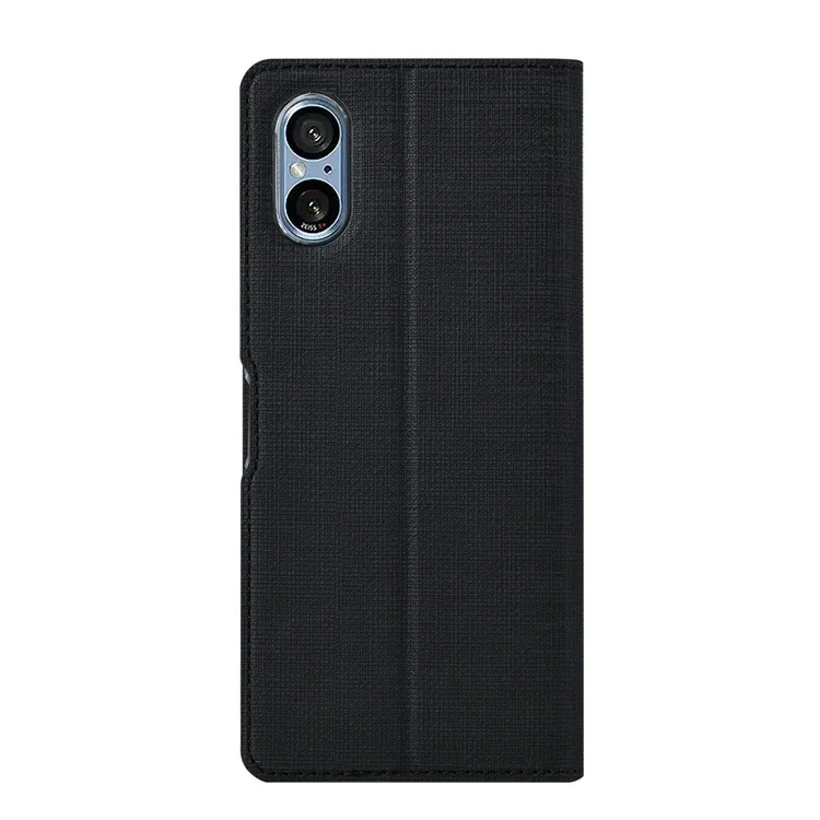 VILI DMX Series for Sony Xperia 5 V Case PU Leather Stand Phone Cover with Card Holder - Black