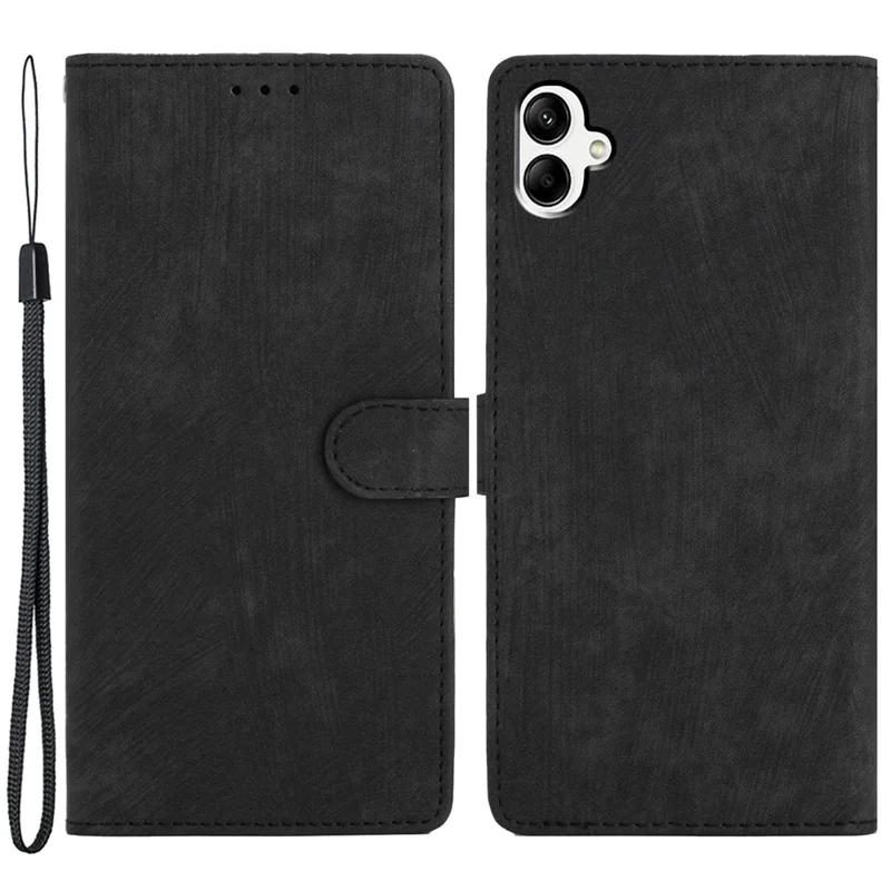 Per Samsung Galaxy A05 4G Case PU Pelle Folding Stand Colore Solido Cover per Telefono - Nero