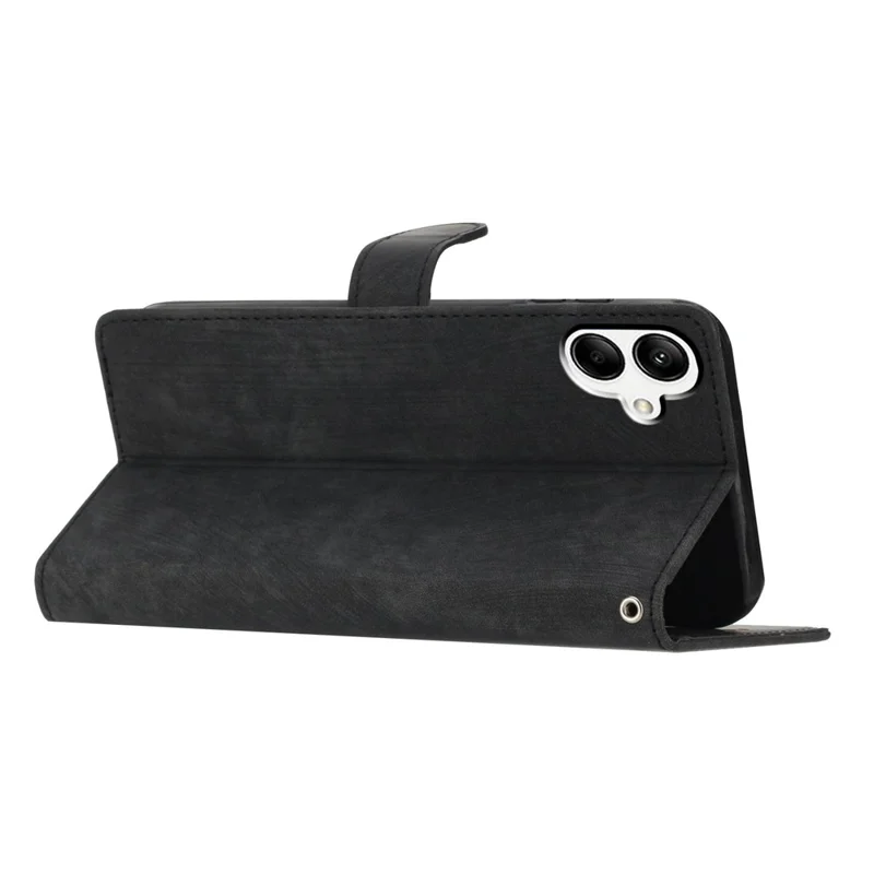 Per Samsung Galaxy A05 4G Case PU Pelle Folding Stand Colore Solido Cover per Telefono - Nero