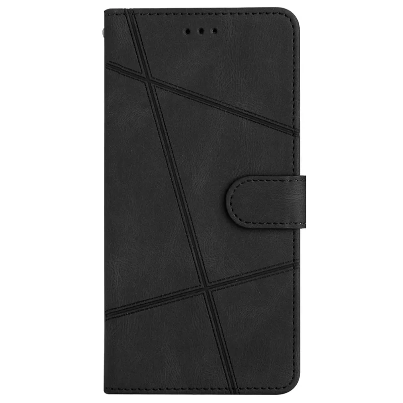 For Oppo A38 4G Imprinted Lines Leather Phone Case Wallet Stand Crazy Horse Texture Cover - Black