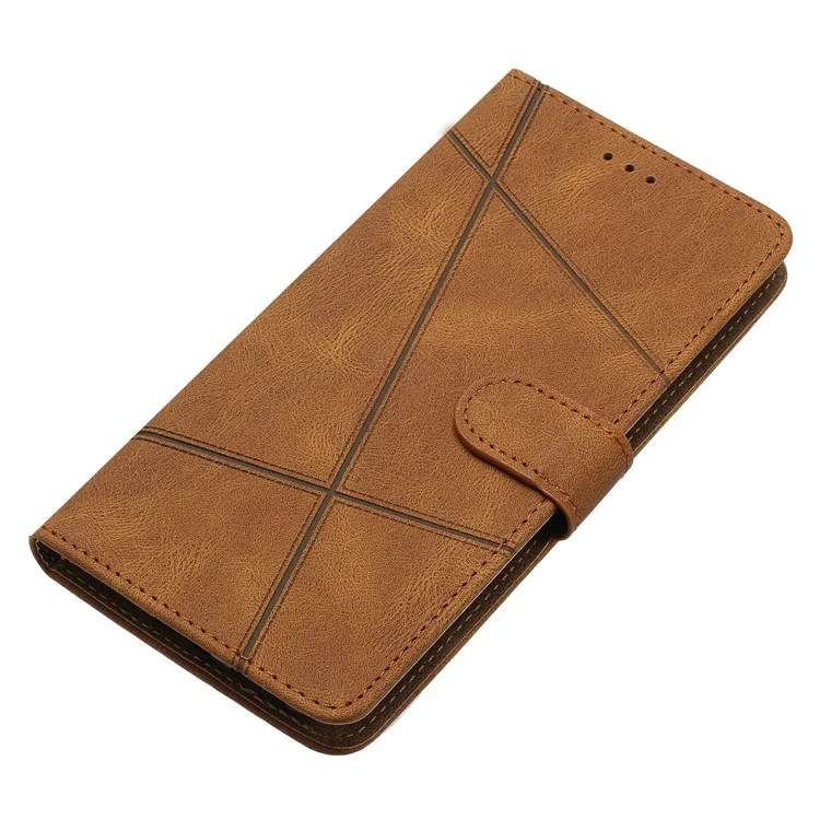Para Huawei Mate 60 Pro Crazy Horse Texture PU Leather Wallet Stand Case Imprinted Lines Phone Cover - Marrón