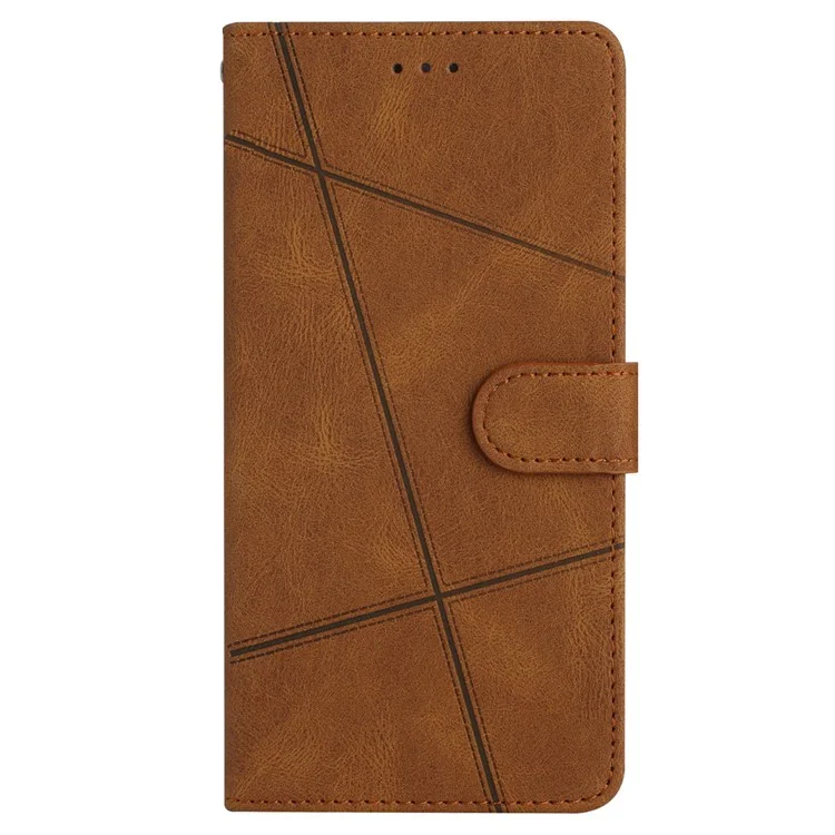 Para Huawei Mate 60 Pro Crazy Horse Texture PU Leather Wallet Stand Case Imprinted Lines Phone Cover - Marrón