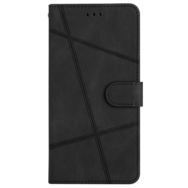 Pour Huawei Mate 60 Portefeuille Stand Téléphone Crazy Horse Texture pu Leather Lignes Imprimées Couverture - Noir