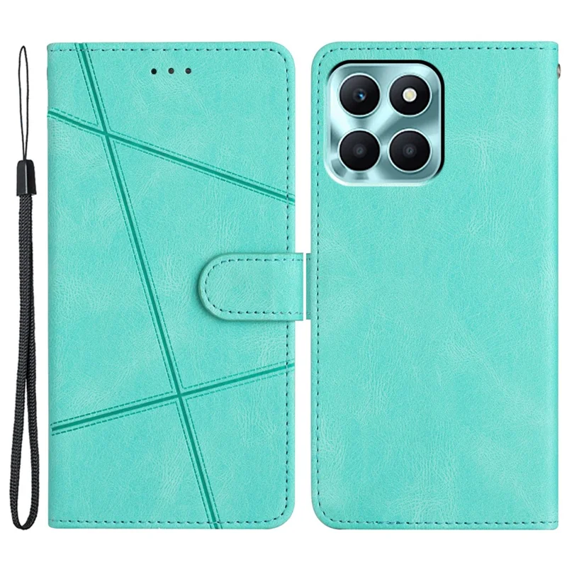 For Honor X6a 4G Phone Leather Case Stand Wallet Crazy Horse Texture Imprinted Lines Cover - Green