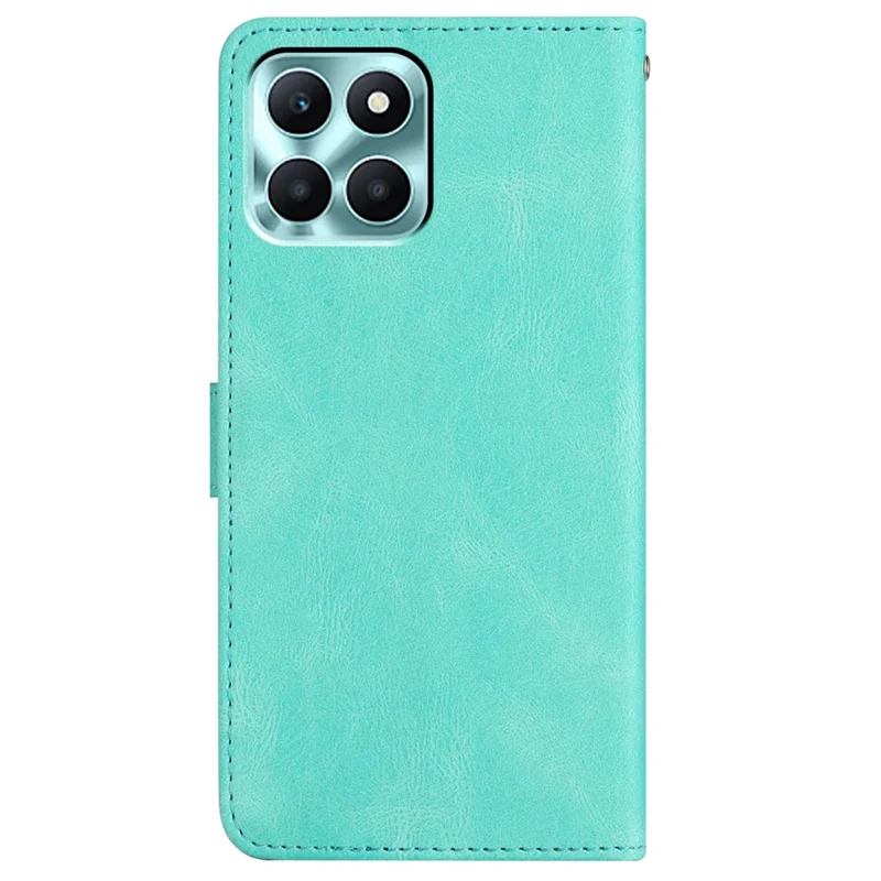 For Honor X6a 4G Phone Leather Case Stand Wallet Crazy Horse Texture Imprinted Lines Cover - Green