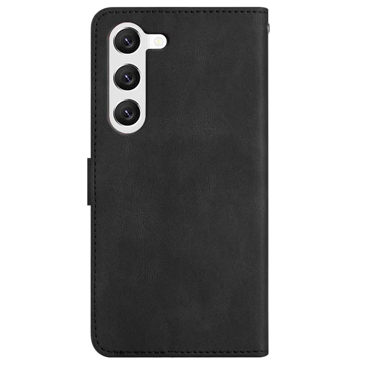 Для Samsung Galaxy A05s 4G Wallet PU Leather Stand Case Imprinted Lines Crazy Horse Texture Phone Cover - Black