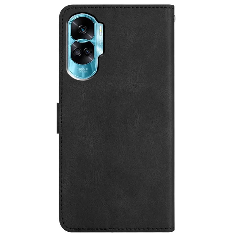 For Honor 90 Lite 5G / X50i 5G Wallet Case Crazy Horse Texture Leather Phone Stand Cover Imprinted Lines - Schwarz