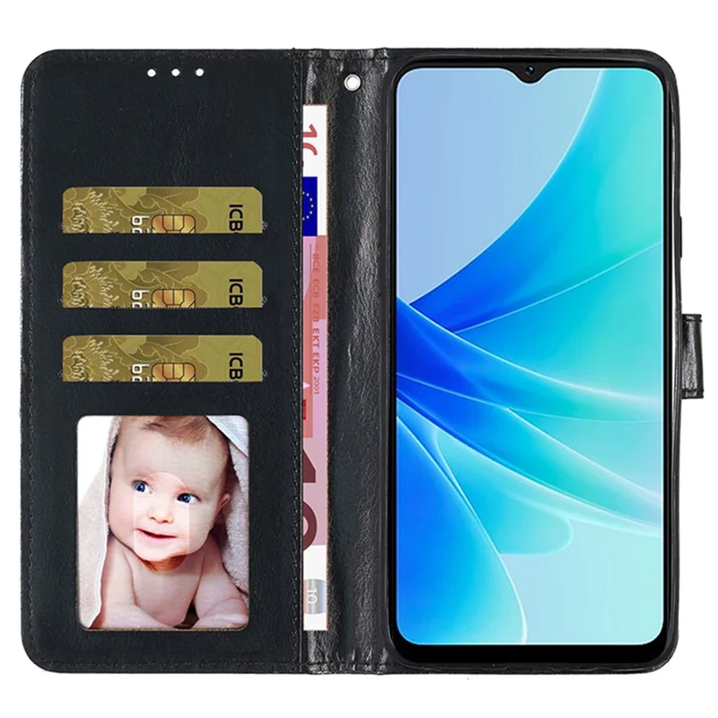 Para Oppo Reno10 5G (Global) / Reno10 Pro 5G (Global) Glittery PU Leather Case Wallet Stand Phone Cover - Black