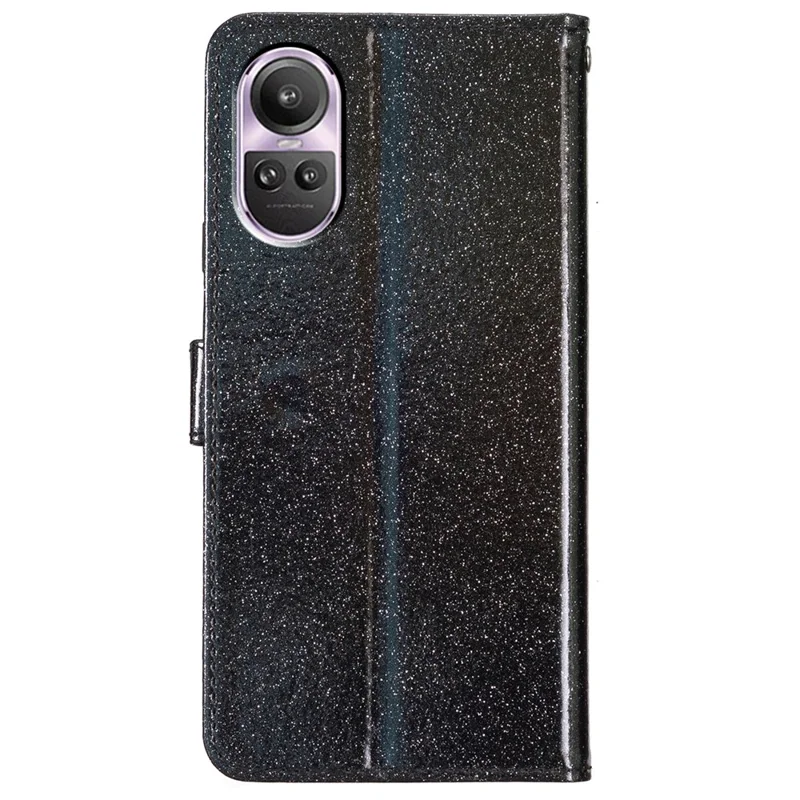 Para Oppo Reno10 5G (Global) / Reno10 Pro 5G (Global) Glittery PU Leather Case Wallet Stand Phone Cover - Black