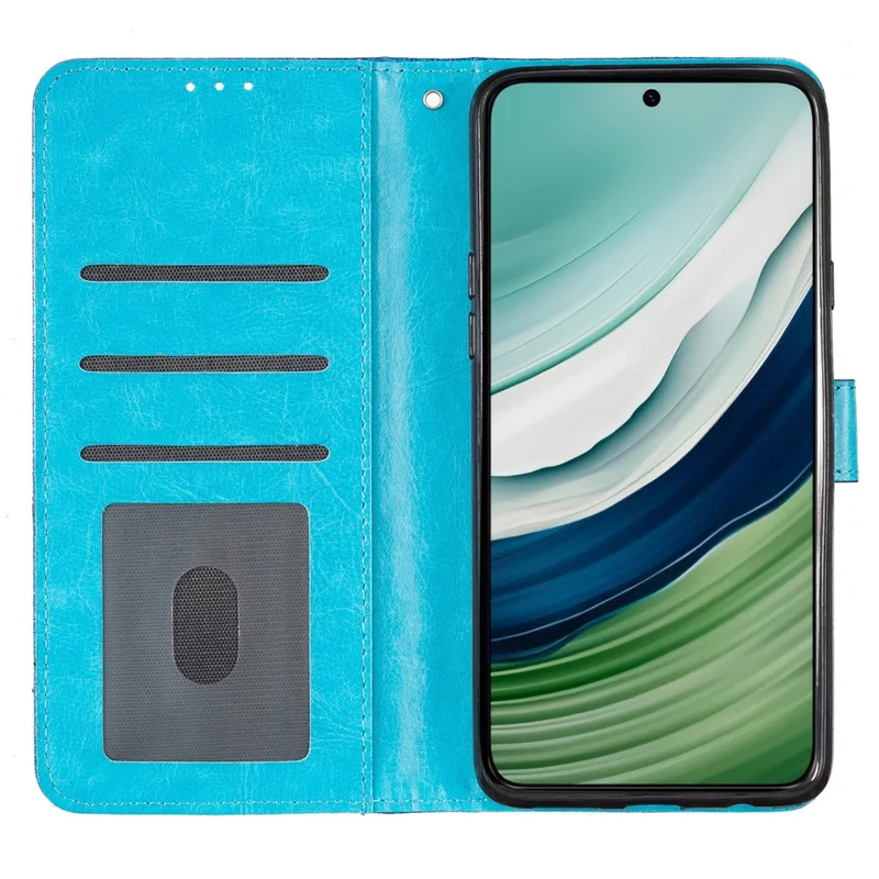 For Huawei Mate 60 Glitter PU Leather Case Anti-scratch Wallet Stand Phone Cover - Blue
