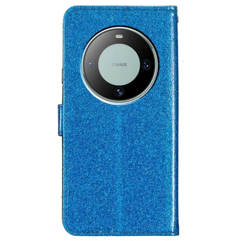 For Huawei Mate 60 Glitter PU Leather Case Anti-scratch Wallet Stand Phone Cover - Blue