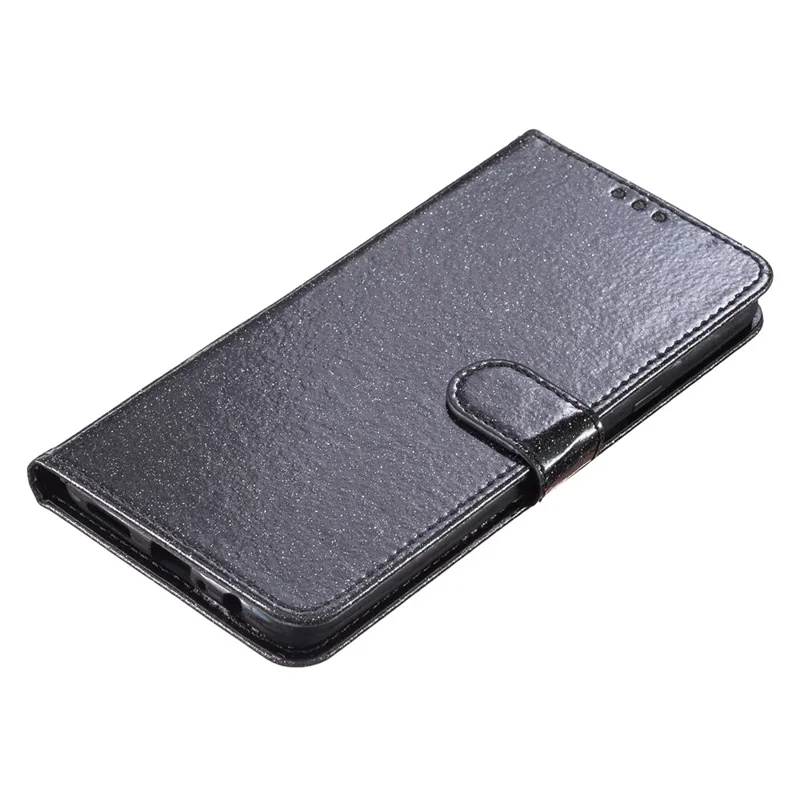 For Honor 90 Glittery PU Leather Wallet Stand Case Shockproof Phone Cover - Black