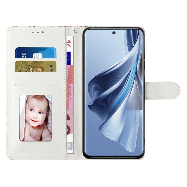 Per Oppo Reno10 5G (Globale) / Reno10 Pro 5G (Globale) Custodia a Libro in Pelle Wallet Pattern Cover per Telefono - Lupo Bianco