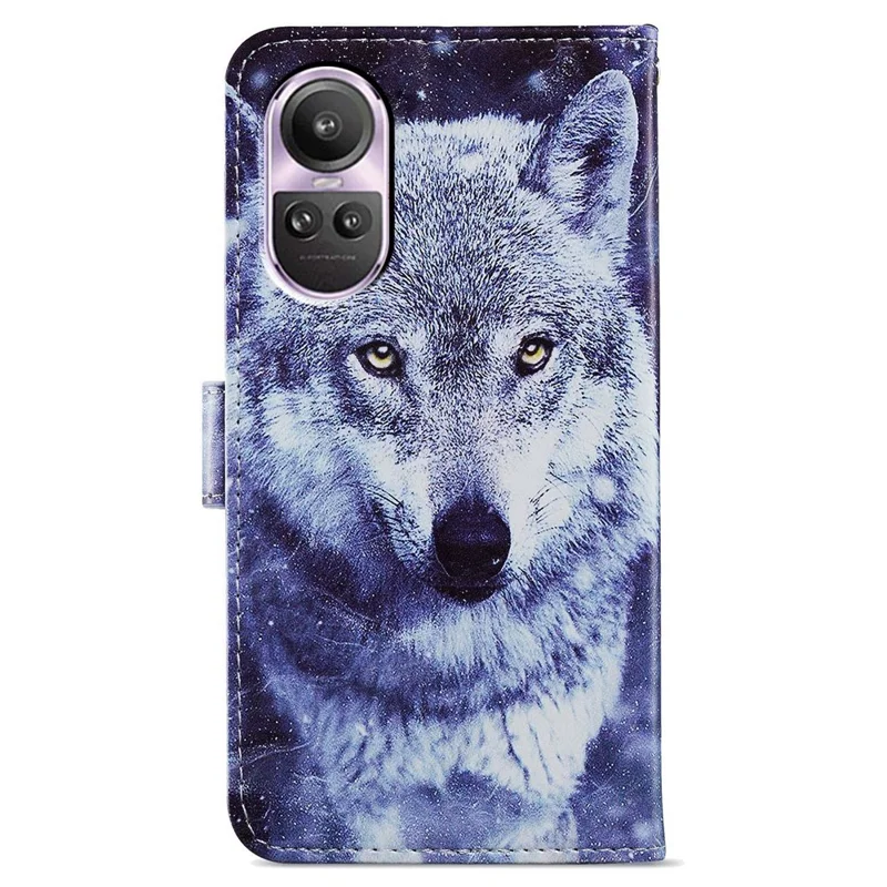 Per Oppo Reno10 5G (Globale) / Reno10 Pro 5G (Globale) Custodia a Libro in Pelle Wallet Pattern Cover per Telefono - Lupo Bianco