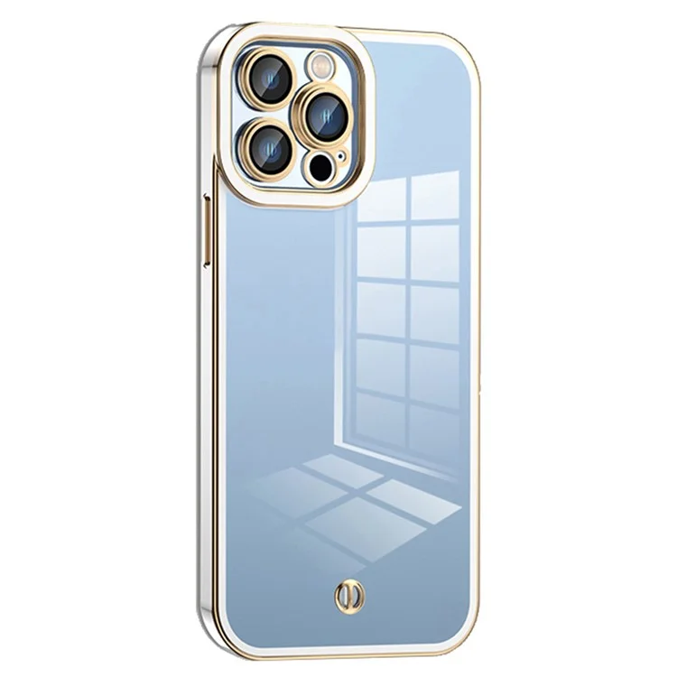 For iPhone 15 Pro Max TPU Case Electroplated Transparent Phone Cover - White