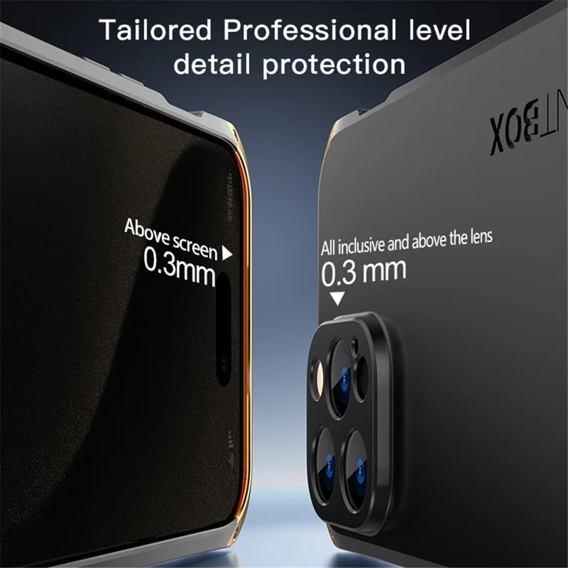 ELEMENT BOX Shockproof Case for iPhone 15 Pro Max Case Metal Frame PC+Silicone Slim Phone Cover - Red / Gold
