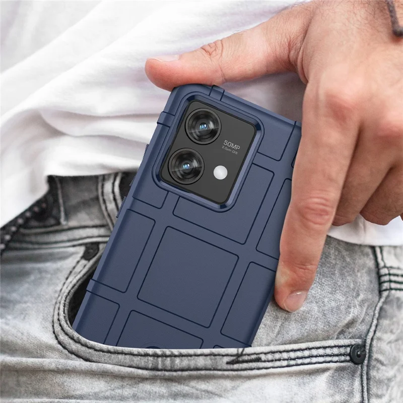 For Motorola Edge 40 Neo 5G Case Square Grid Texture TPU Cell Phone Cover - Blue