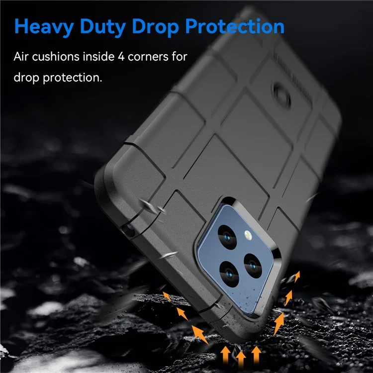 For T-Mobile T Phone 5G / REVVL 6 5G / REVVL 6x 5G Case Square Grid Texture TPU Phone Cover - Black
