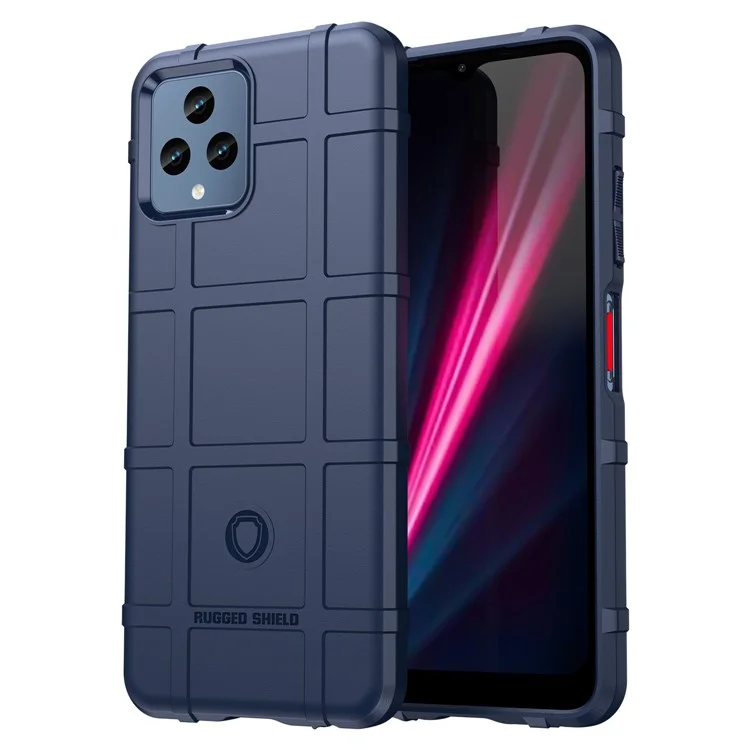 For T-Mobile T Phone 5G / REVVL 6 5G / REVVL 6x 5G Case Square Grid Texture TPU Phone Cover - Blue