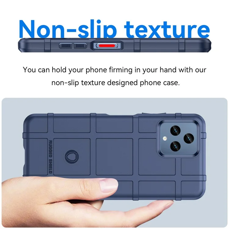 For T-Mobile T Phone 5G / REVVL 6 5G / REVVL 6x 5G Case Square Grid Texture TPU Phone Cover - Blue