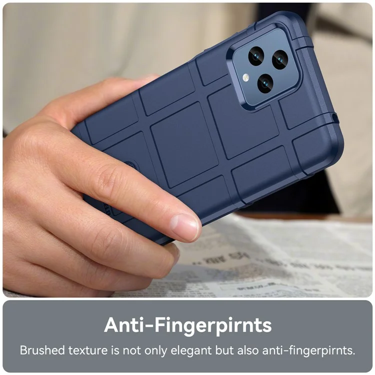 For T-Mobile T Phone 5G / REVVL 6 5G / REVVL 6x 5G Case Square Grid Texture TPU Phone Cover - Blue