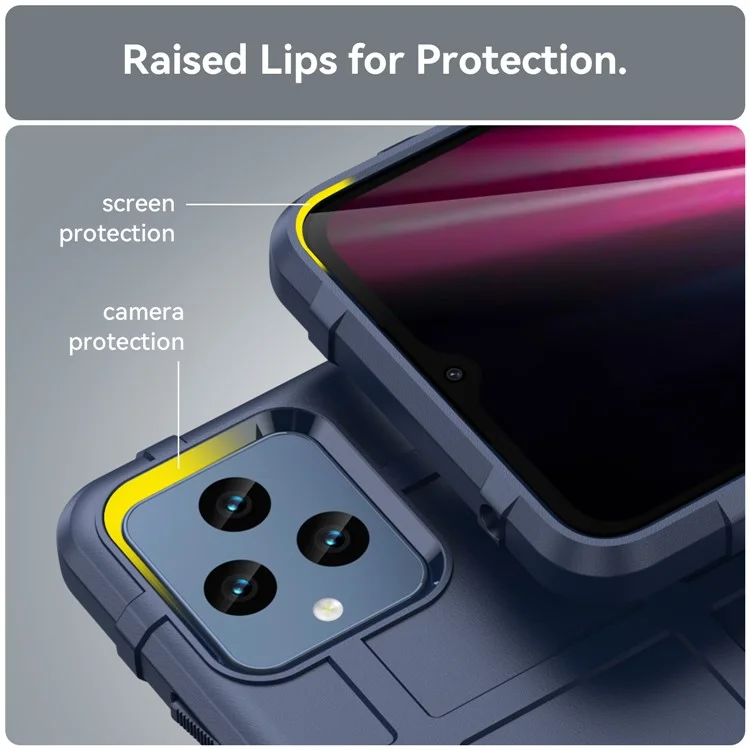 For T-Mobile T Phone 5G / REVVL 6 5G / REVVL 6x 5G Case Square Grid Texture TPU Phone Cover - Blue