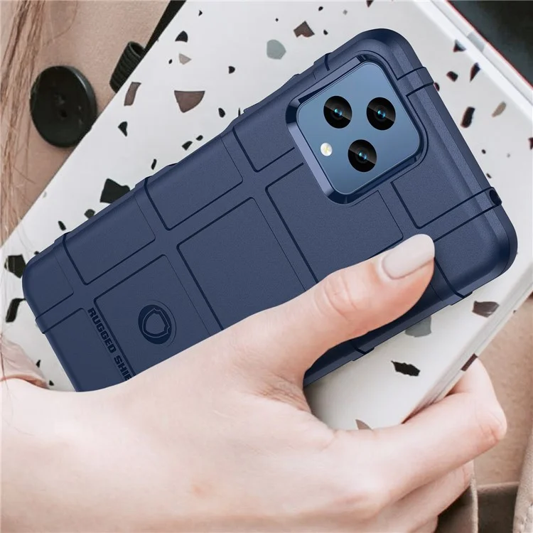 For T-Mobile T Phone 5G / REVVL 6 5G / REVVL 6x 5G Case Square Grid Texture TPU Phone Cover - Blue