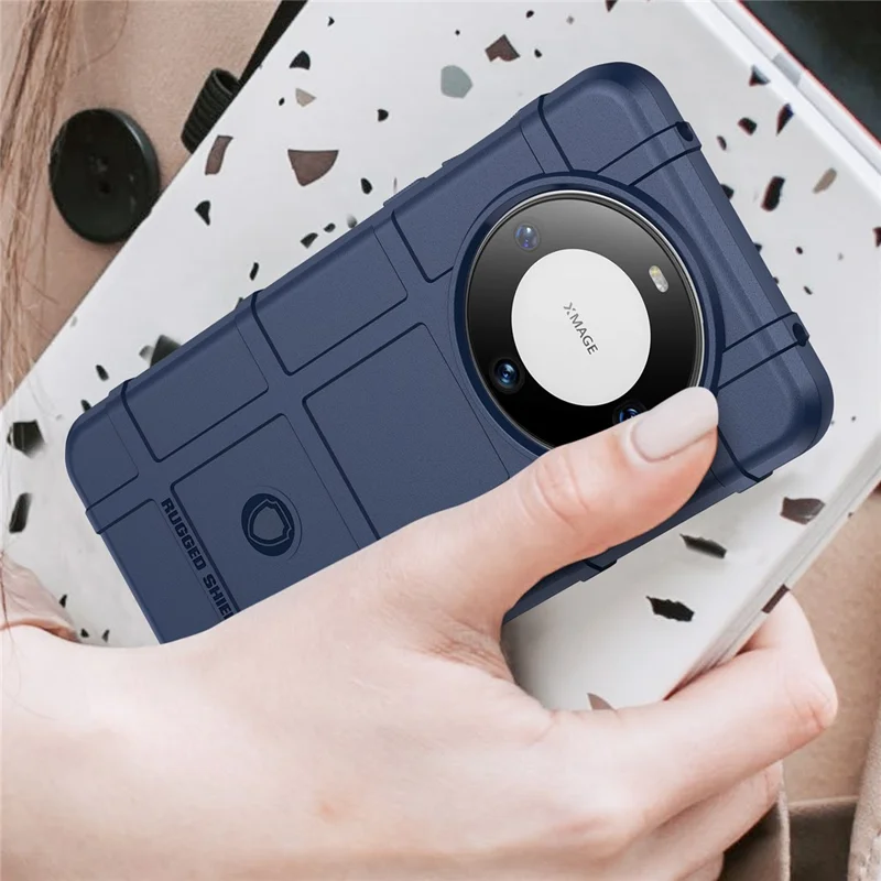 För Huawei Mate 60 Skal Mot Repor Fyrkantsrutigt Mönster TPU Mobilskydd - Blå