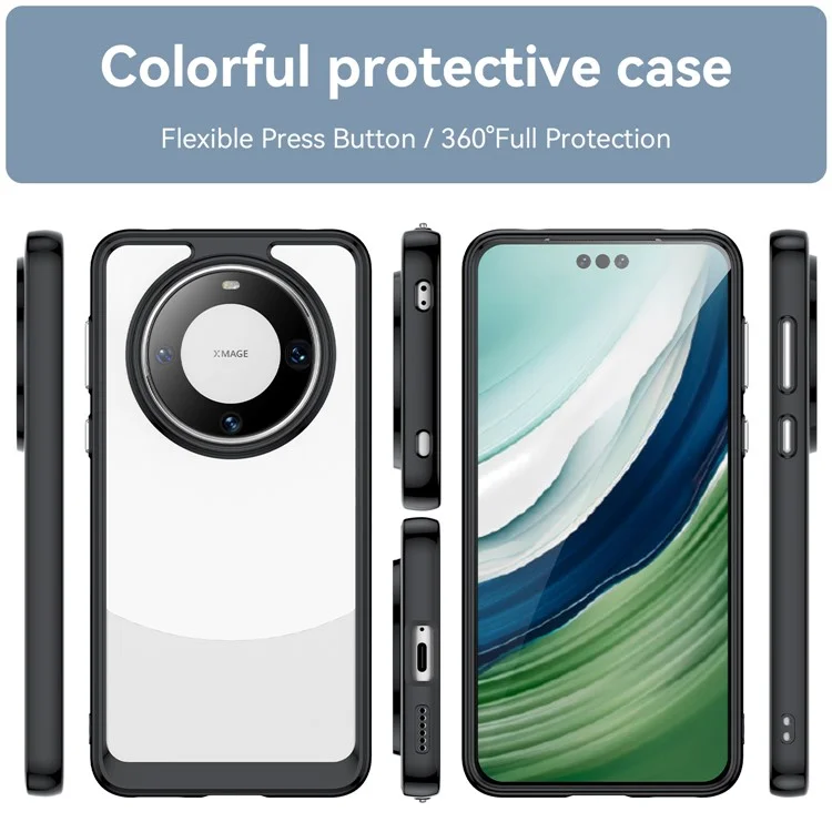 Para Huawei Mate 60 Pro Case TPU+Acrylic Drop-proof Phone Cover - Preto