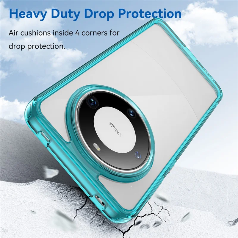 For Huawei Mate 60 Pro Case TPU+Acrylic Drop-proof Phone Cover - Transparent Blue
