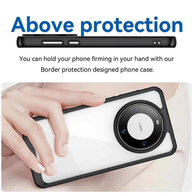 For Huawei Mate 60 Cover Drop-proof TPU+Acrylic Phone Case - Black