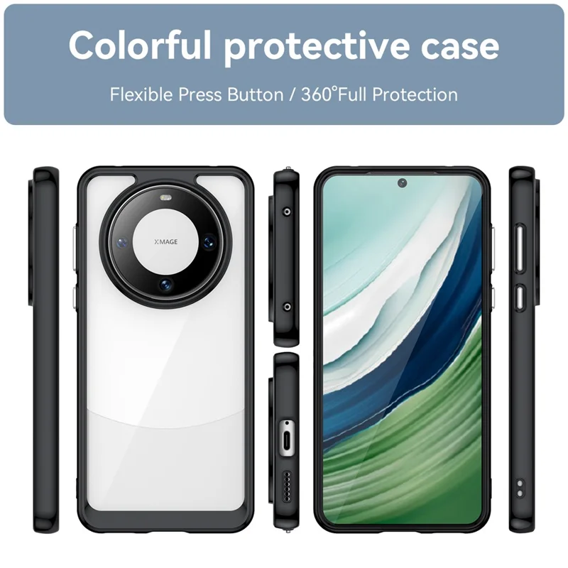 For Huawei Mate 60 Cover Drop-proof TPU+Acrylic Phone Case - Black