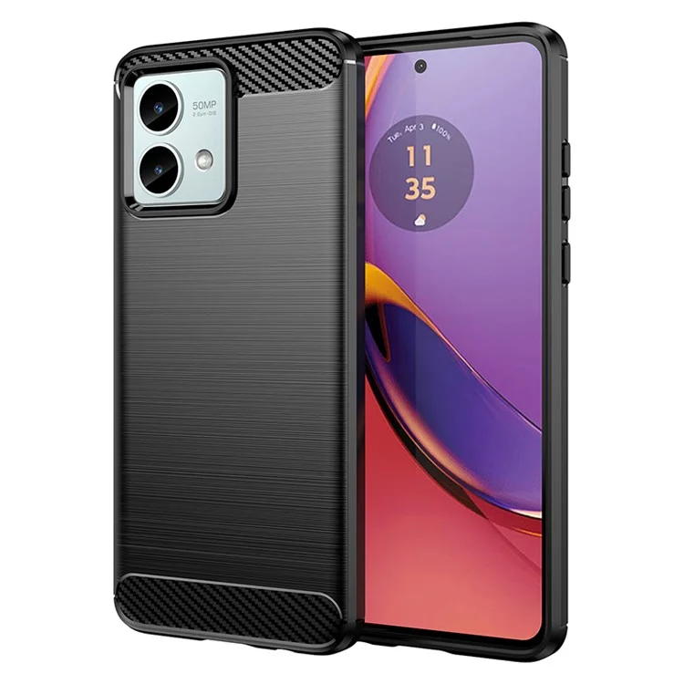 For Motorola Moto G84 5G Case TPU Shell Phone Cover with Carbon Fiber Texture - Black