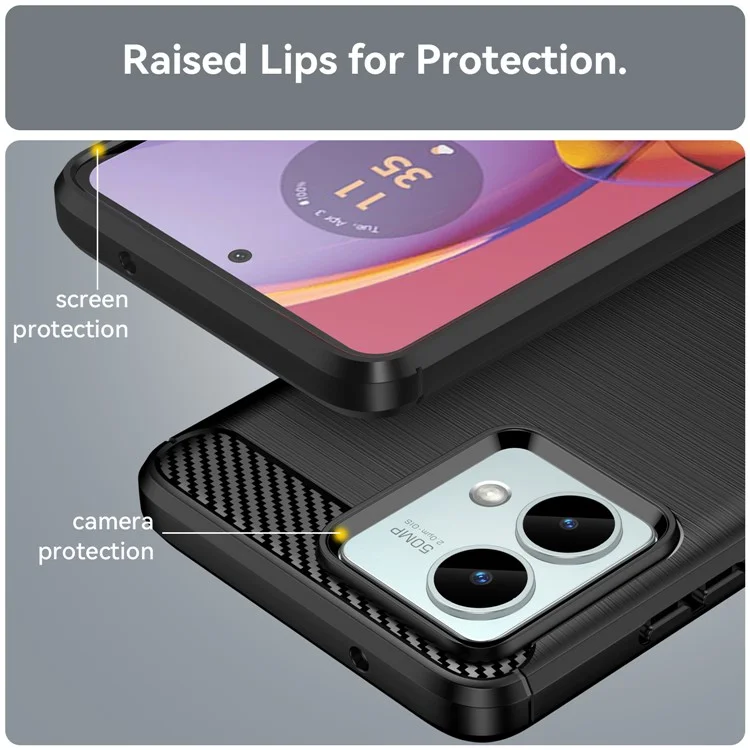 For Motorola Moto G84 5G Case TPU Shell Phone Cover with Carbon Fiber Texture - Black