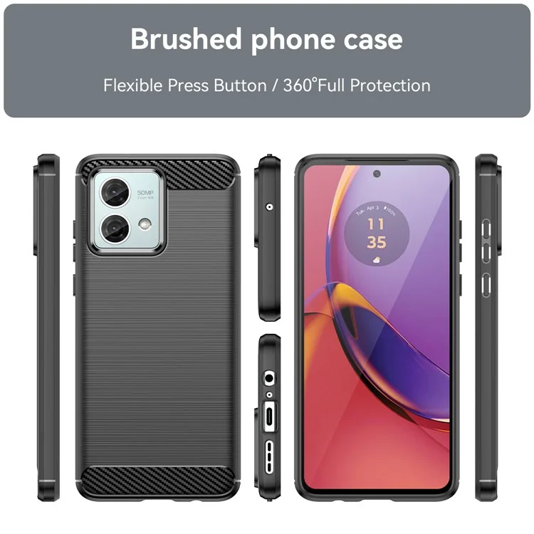 For Motorola Moto G84 5G Case TPU Shell Phone Cover with Carbon Fiber Texture - Black