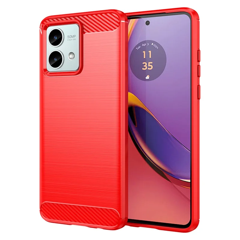 For Motorola Moto G84 5G Case TPU Shell Phone Cover with Carbon Fiber Texture - Red