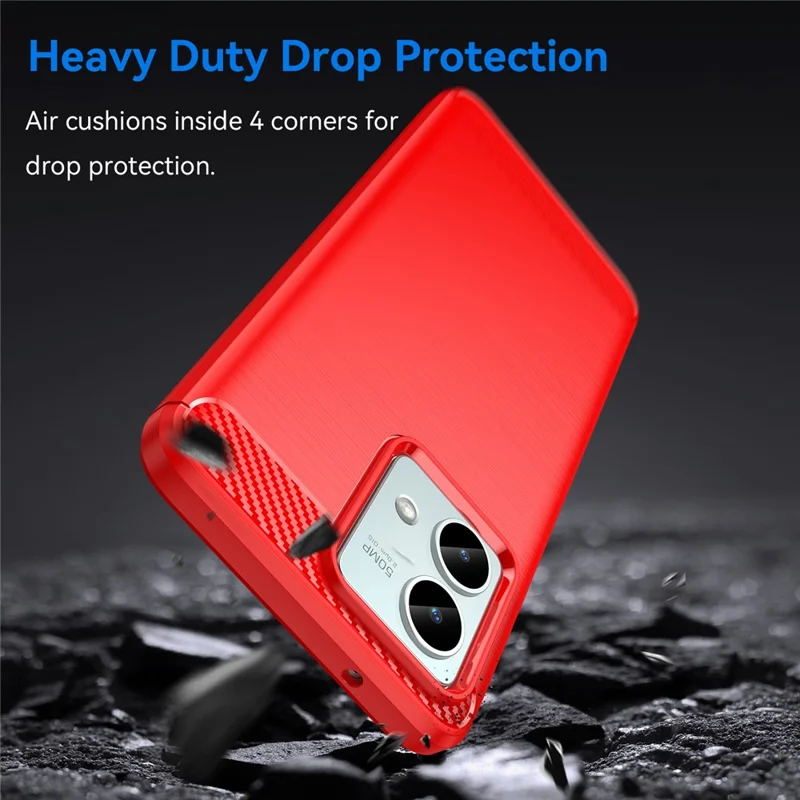 For Motorola Moto G84 5G Case TPU Shell Phone Cover with Carbon Fiber Texture - Red