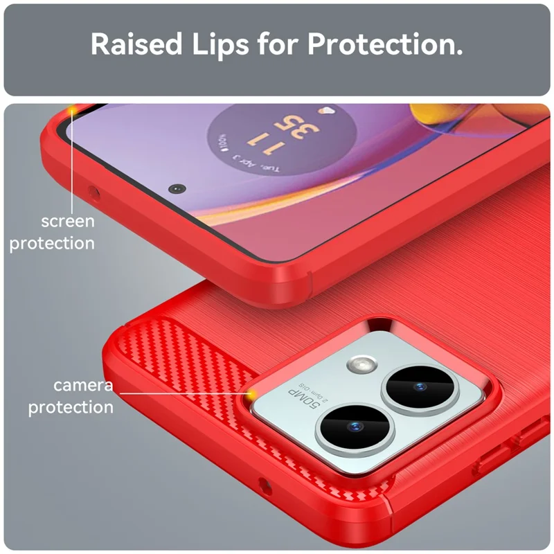 For Motorola Moto G84 5G Case TPU Shell Phone Cover with Carbon Fiber Texture - Red