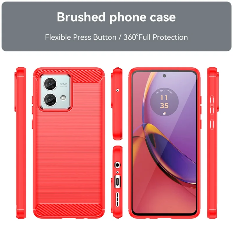 For Motorola Moto G84 5G Case TPU Shell Phone Cover with Carbon Fiber Texture - Red