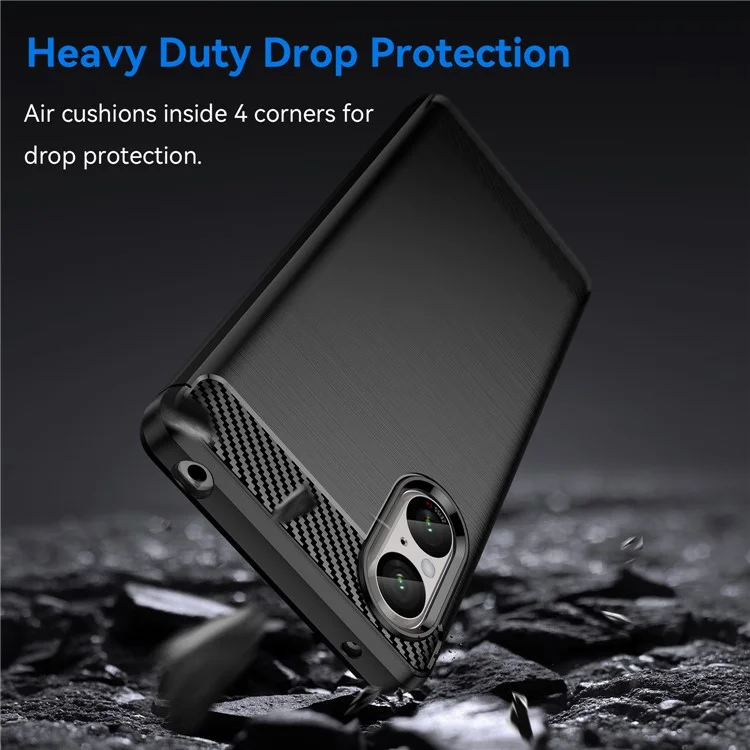 Для Sony Xperia 5 V Case Brushed Carbon Fiber Texture Flexible TPU Phone Cover - Черный