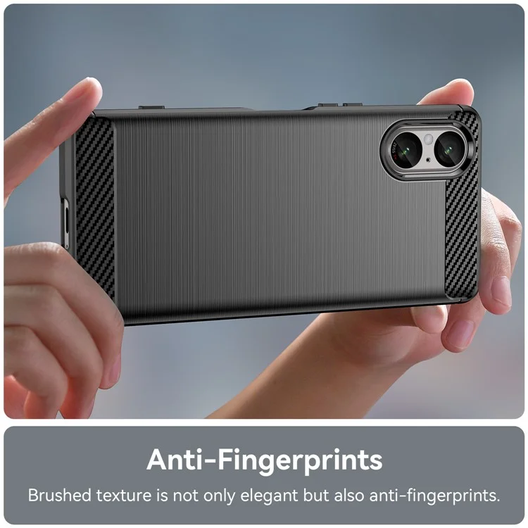 Для Sony Xperia 5 V Case Brushed Carbon Fiber Texture Flexible TPU Phone Cover - Черный